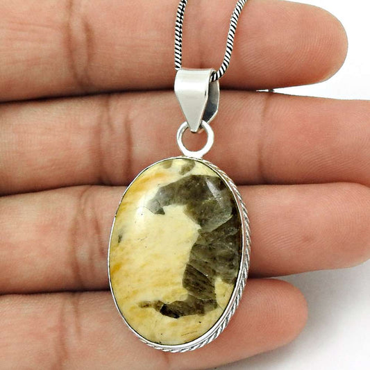 Natural Peanut Wood Gemstone Pendant Boho 925 Sterling Silver For Girls R33