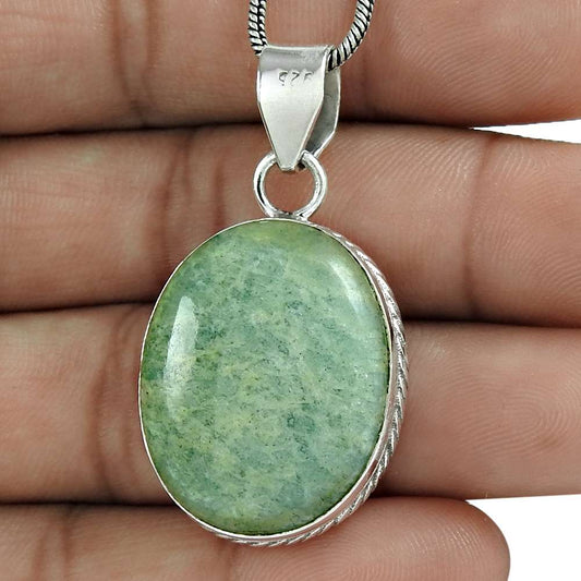 Natural Amazonite Gemstone Pendant Boho 925 Sterling Silver Jewelry For Girls Y6