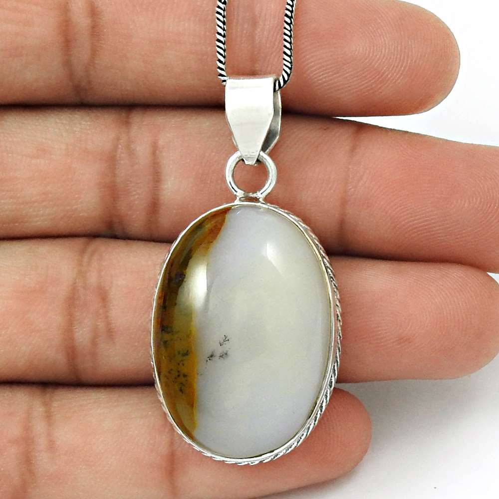 Gift For Women Pendant Bohemian 925 Silver Natural Septarian Gemstone Y33