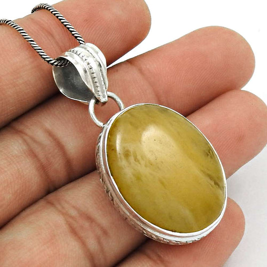 Natural Aventurine Gemstone 925 Sterling Silver Pendant Stylish For Girls J34
