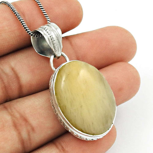 Natural Aventurine Gemstone Pendant Ethnic 925 Sterling Silver Jewelry K34