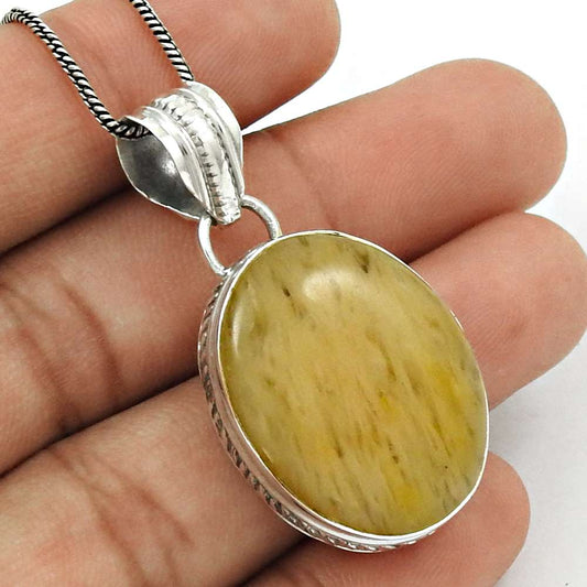 Natural Aventurine Gemstone Pendant Vintage 925 Sterling Silver For Women L34