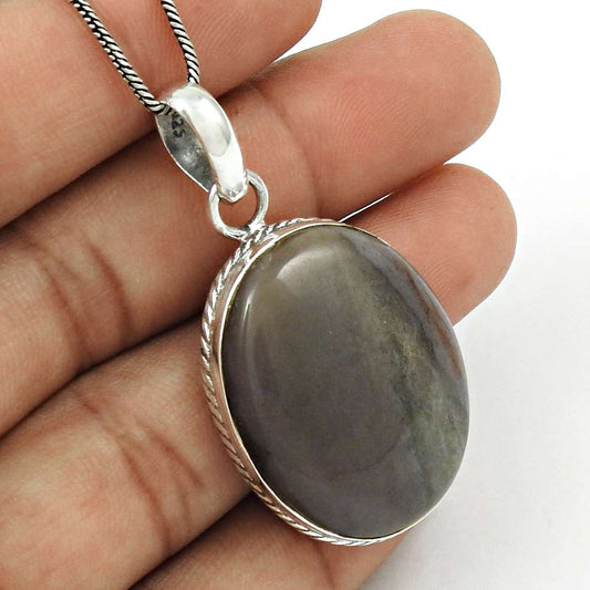 Gift For Her 925 Sterling Silver Natural Jasper Gemstone Pendant Boho N34