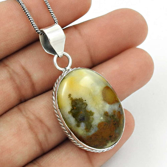 Natural Mookaite Gemstone Pendant Tribal 925 Sterling Silver For Girls Y34