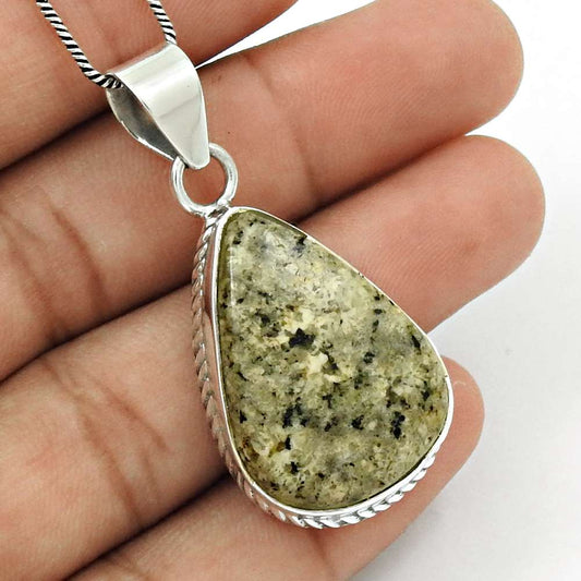 Anniversary Gift For Her Natural Ocean Jasper Pendant Boho 925 Silver Z34