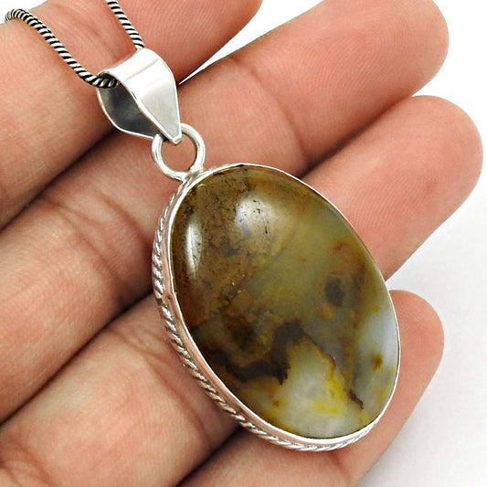 Gift For Women Pendant Stylish 925 Sterling Silver Natural Jasper Gemstone B35
