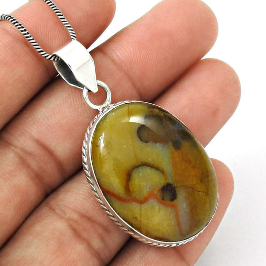 Anniversary Gift For Her Natural Mookaite Gemstone Pendant Tribal 925 Silver E35