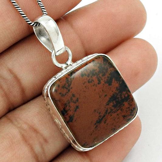 Gift For Her 925 Silver Natural Mahogany Obsidian Gemstone Pendant Bohemian L35