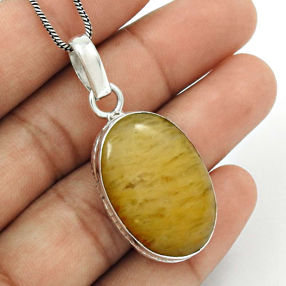 Natural Aventurine Gemstone 925 Sterling Silver Pendant Boho For Women Q3