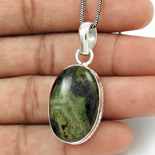 Natural Star Galaxy Jasper Gemstone 925 Silver Pendant Ethnic For Girls T35