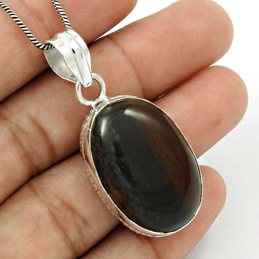 Gift For Women Pendant Tribal 925 Sterling Silver Natural Jasper Gemstone V35