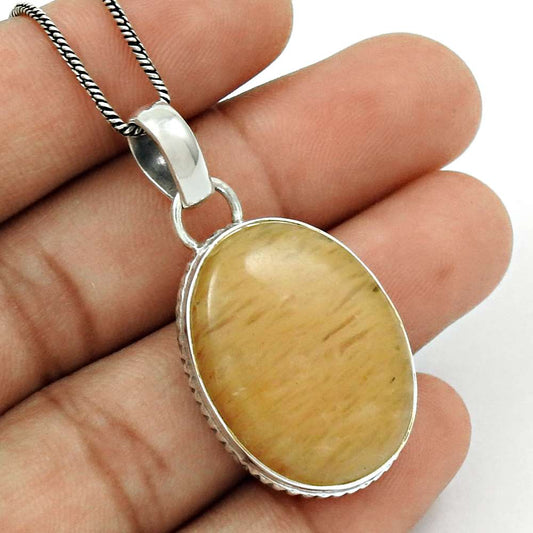 Natural Aventurine Gemstone 925 Sterling Silver Pendant Boho For Girls W35