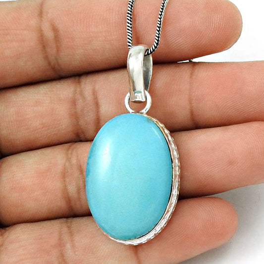 Natural Turquoise Gemstone Jewelry 925 Sterling Silver Pendant For Women D45