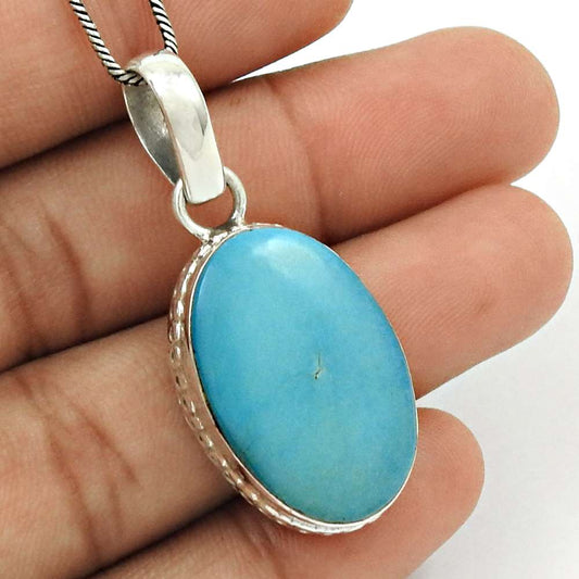 Halloween Gift Natural Turquoise Gemstone Pendant Boho 925 Silver F45