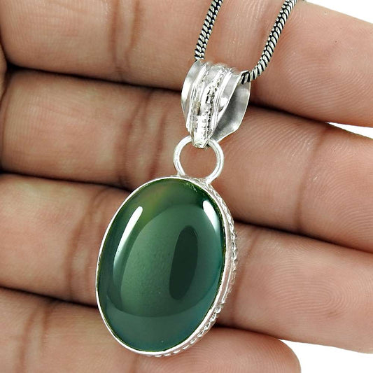 Wedding Gift For Her 925 Silver Natural Onyx Gemstone Pendant Ethnic B16