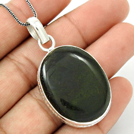 Gift For Women Pendant Tribal 925 Sterling Silver Natural Black Onyx Gemstone Q4