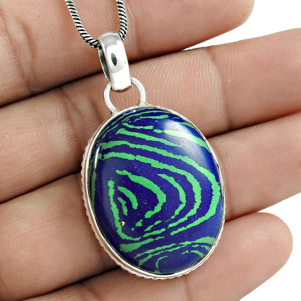 Anniversary Gift For Her Natural Rainbow Calsilica Pendant Tribal 925 Silver F39