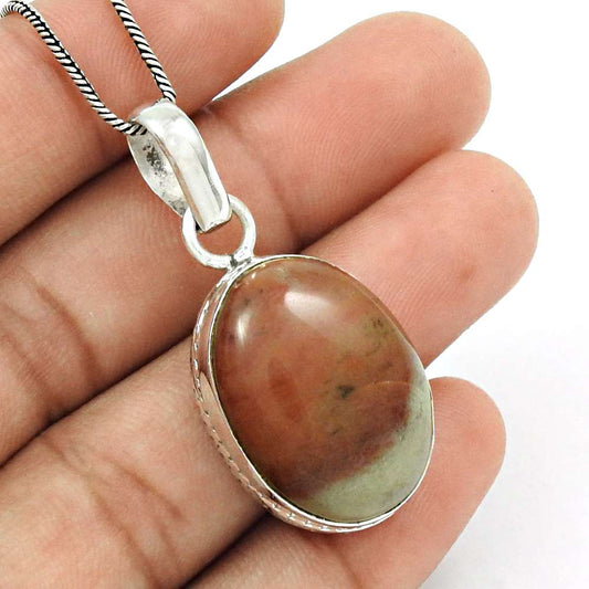 Natural Jasper Gemstone Pendant Stylish Multicolor 925 Sterling Silver X36