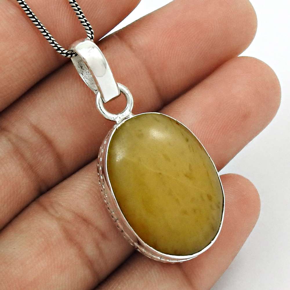 Anniversary Gift For Her Natural Aventurine Pendant Ethnic 925 Silver Y36