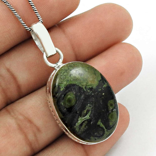 Anniversary Gift For Her Natural Botswana Agate Pendant Ethnic 925 Silver I37