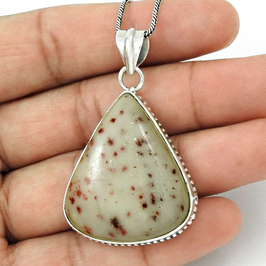 Natural Ocean Jasper Gemstone 925 Sterling Silver Pendant Boho For Women R37