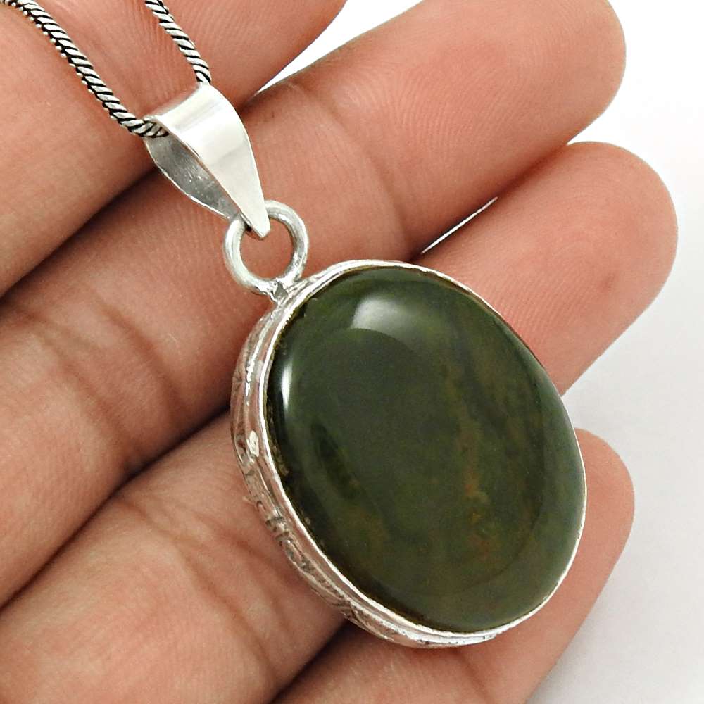 Natural Picasso Jasper Gemstone Pendant Bohemian 925 Sterling Silver Jewelry Y37
