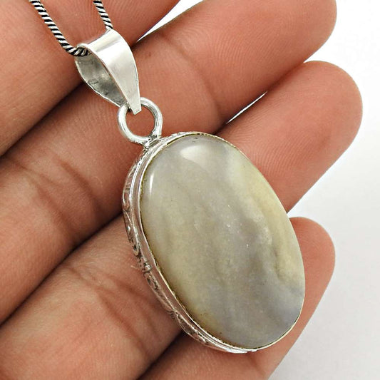 Birthday Gift For Her Natural Jasper Gemstone Pendant Stylish 925 Silver Z37