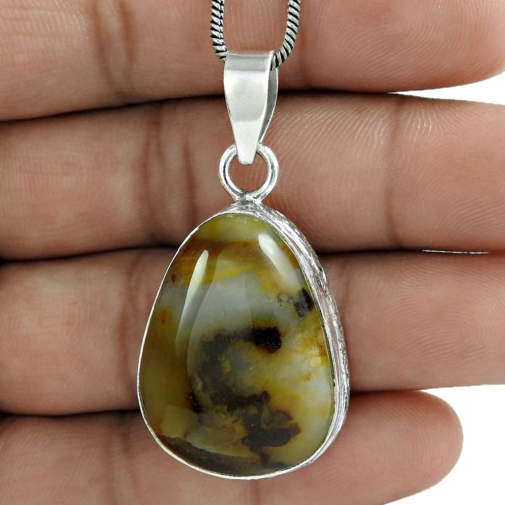 Excellent 925 Sterling Silver Jasper Gemstone Pendant Handmade Jewelry D31