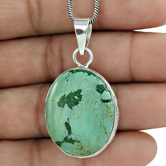 Natural Gemstone Pendant Turquoise 925 Sterling Silver Indian Jewelry Y6