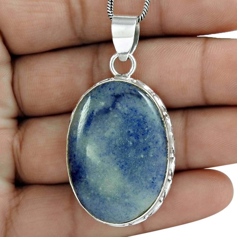 Gift For Women Pendant Ethnic 925 Sterling Silver Natural Sodalite Gemstone Y17