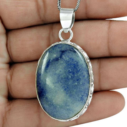 Gift For Women Pendant Ethnic 925 Sterling Silver Natural Sodalite Gemstone Y17