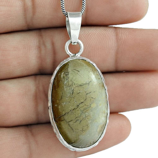 Gift For Women Pendant Tribal 925 Sterling Silver Natural Jasper Gemstone Z17