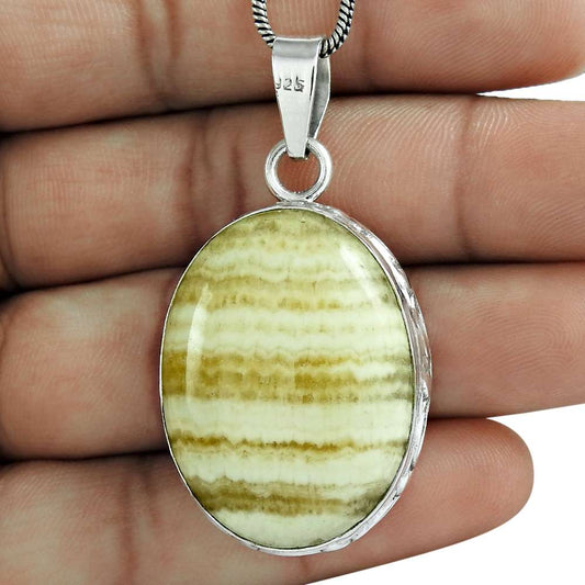 Natural Willow Creek Jasper Gemstone Pendant Boho 925 Silver For Girls Q4
