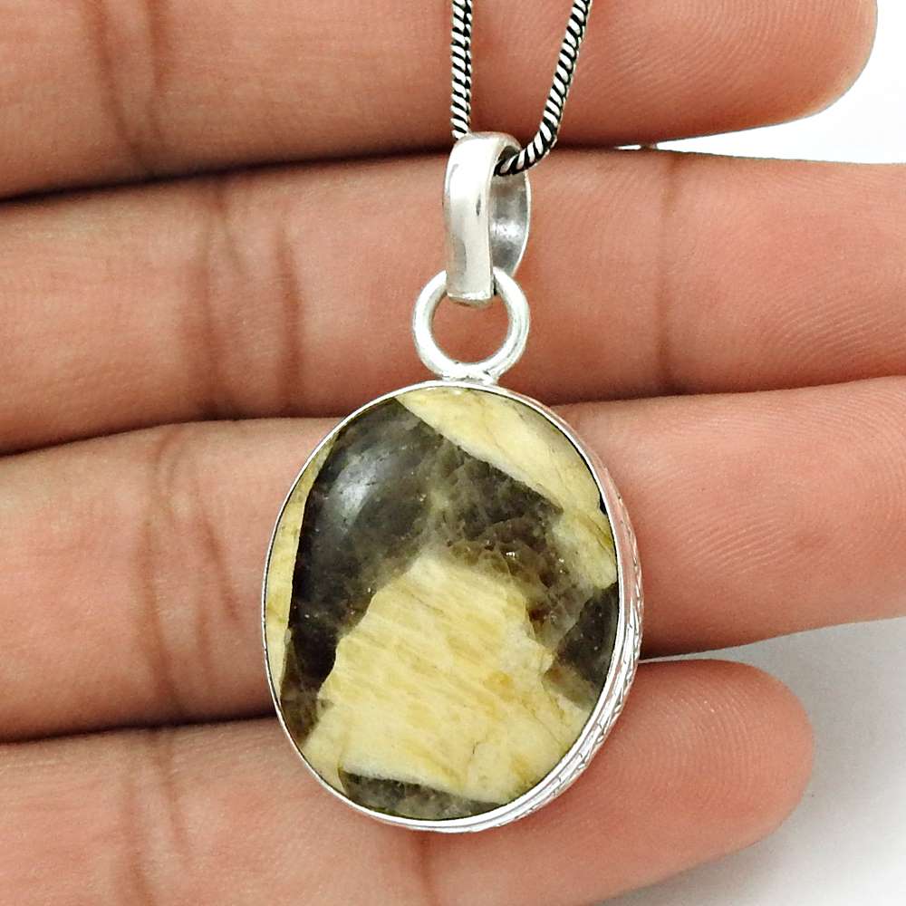 Birthday Gift For Her Natural Septarian Gemstone Pendant Tribal 925 Silver Y38