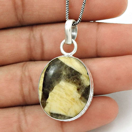 Birthday Gift For Her Natural Septarian Gemstone Pendant Tribal 925 Silver Y38