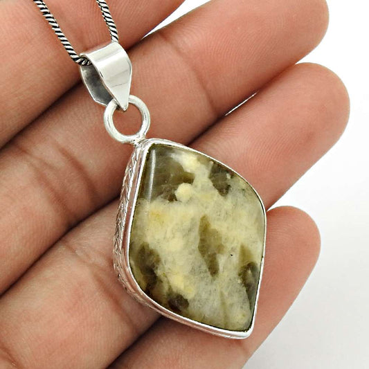 Natural Septarian Gemstone 925 Sterling Silver Pendant Boho For Women Z38