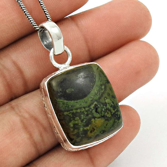 Natural Star Galaxy Jasper Gemstone Pendant Bohemian 925 Silver For Girls A39