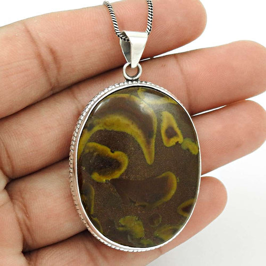 Wedding Gift For Her 925 Silver Natural Chinese Writing Pendant Boho F39