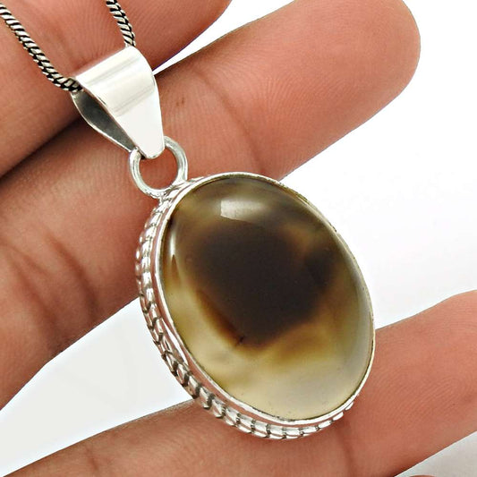 Natural Onyx Gemstone Pendant Handmade 925 Sterling Silver Indian Jewelry D2