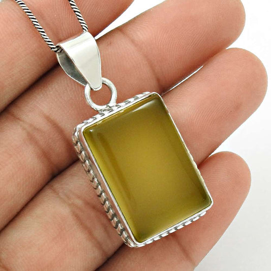 Natural Onyx Gemstone Pendant Boho 925 Sterling Silver Jewelry For Women L39