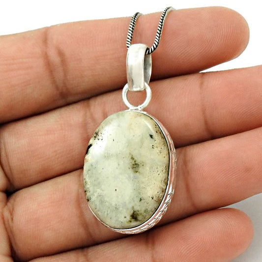 Natural Ocean Jasper Gemstone 925 Sterling Silver Pendant Tribal For Girls P39