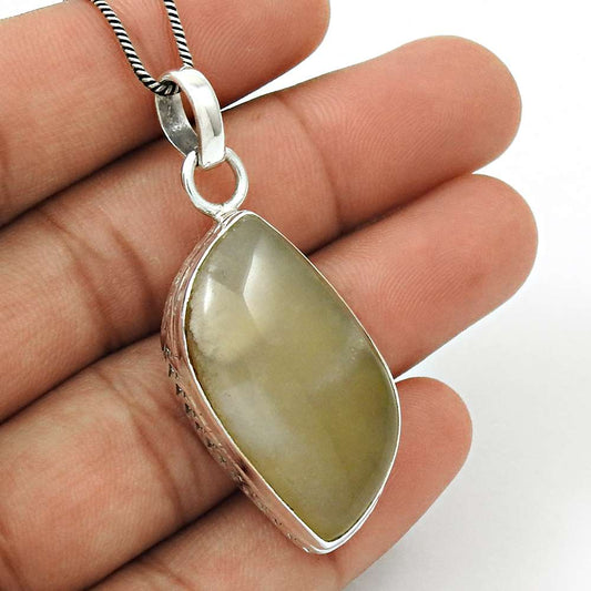 Natural Botswana Agate Gemstone Pendant Bohemian 925 Silver For Girls X22