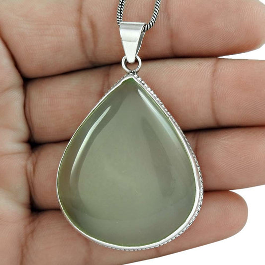 Halloween Gift 925 Sterling Silver Natural Chalcedony Gemstone Pendant W5