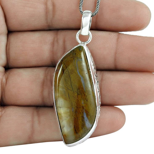 Halloween Gift 925 Sterling Silver Natural Imperial Jasper Gemstone Pendant B7