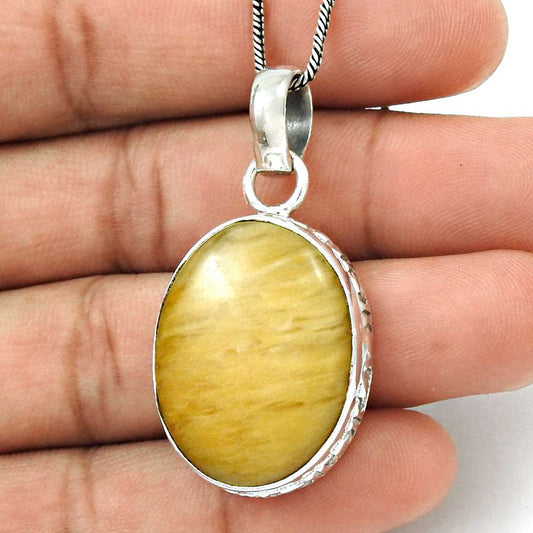 Natural Aventurine Gemstone Pendant Ethnic 925 Sterling Silver For Women G1