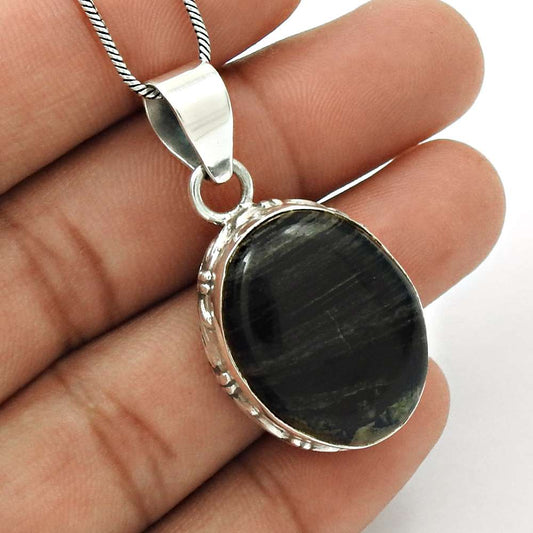 Natural Jasper Gemstone Pendant Stylish 925 Sterling Silver Indian Jewelry W1