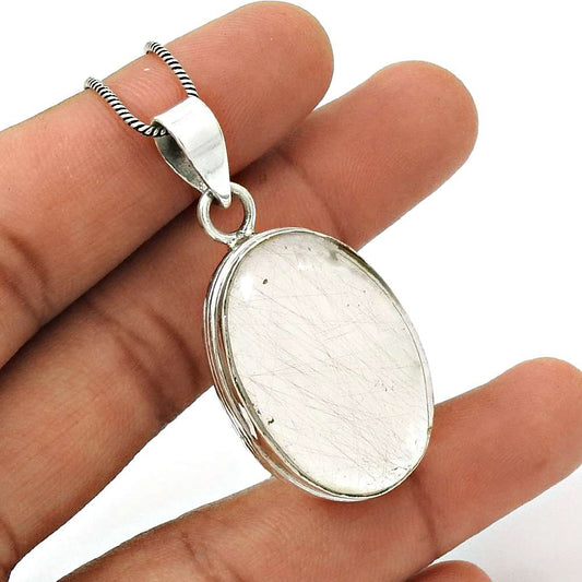 Natural Crystal Gemstone 925 Sterling Silver Pendant Stylish For Women C2