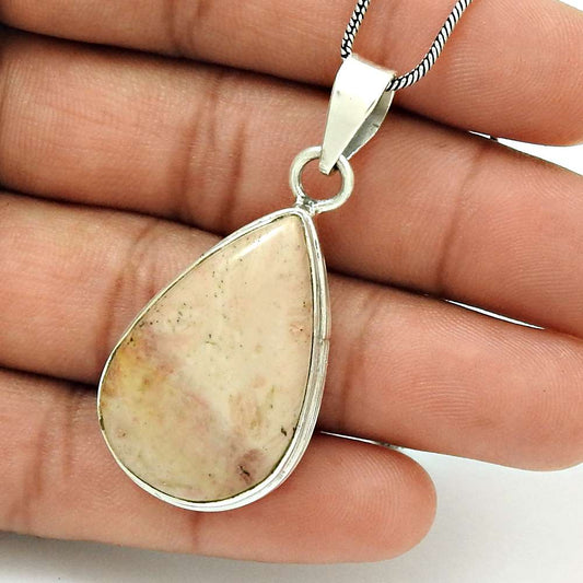 Natural Jasper Gemstone Pendant Boho 925 Sterling Silver Jewelry For Girls F2
