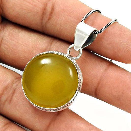 Natural Onyx Gemstone Pendant Stylish Yellow 925 Sterling Silver Jewelry H2