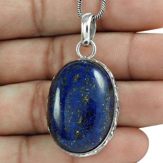 Halloween Gift Pendant 925 Sterling Silver Natural Lapis Lazuli Gemstone N7